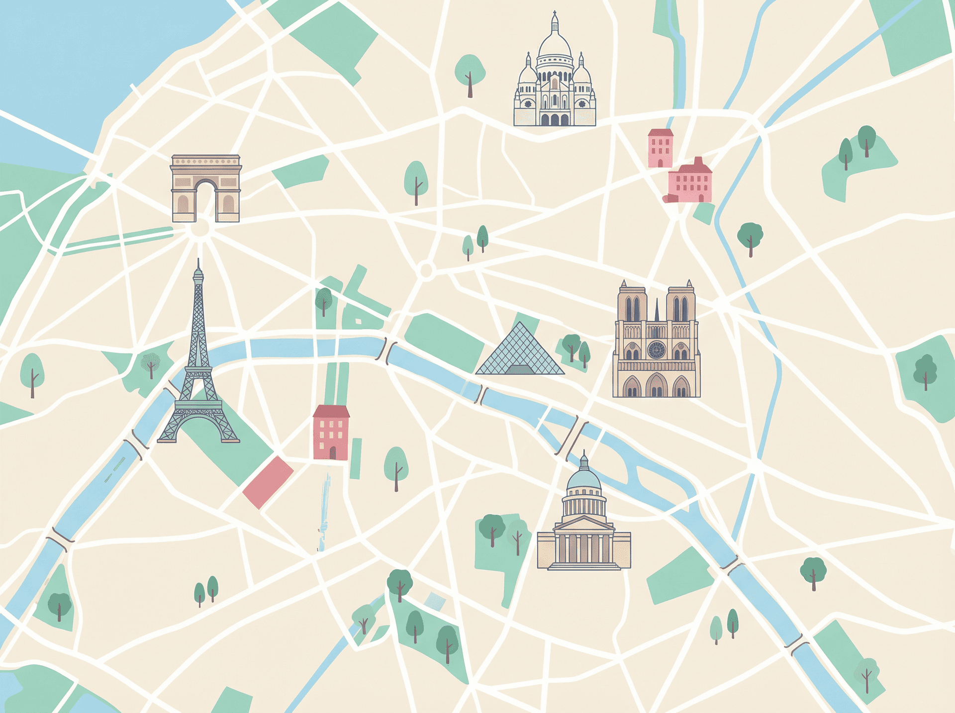 Illustrated map of Paris